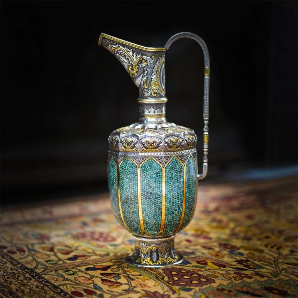Seljuk Silver and Turquoise Jug Silver Turquoise