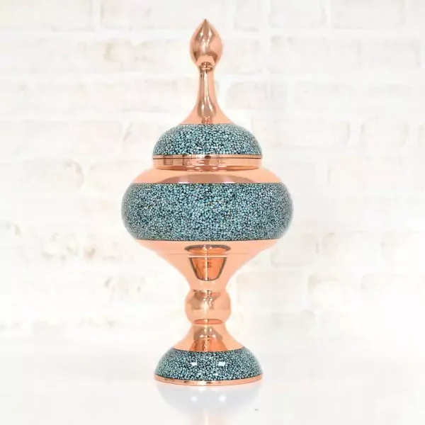 Turquoise Inlaying (FiroozehKoobi) Pedestal Chocolate