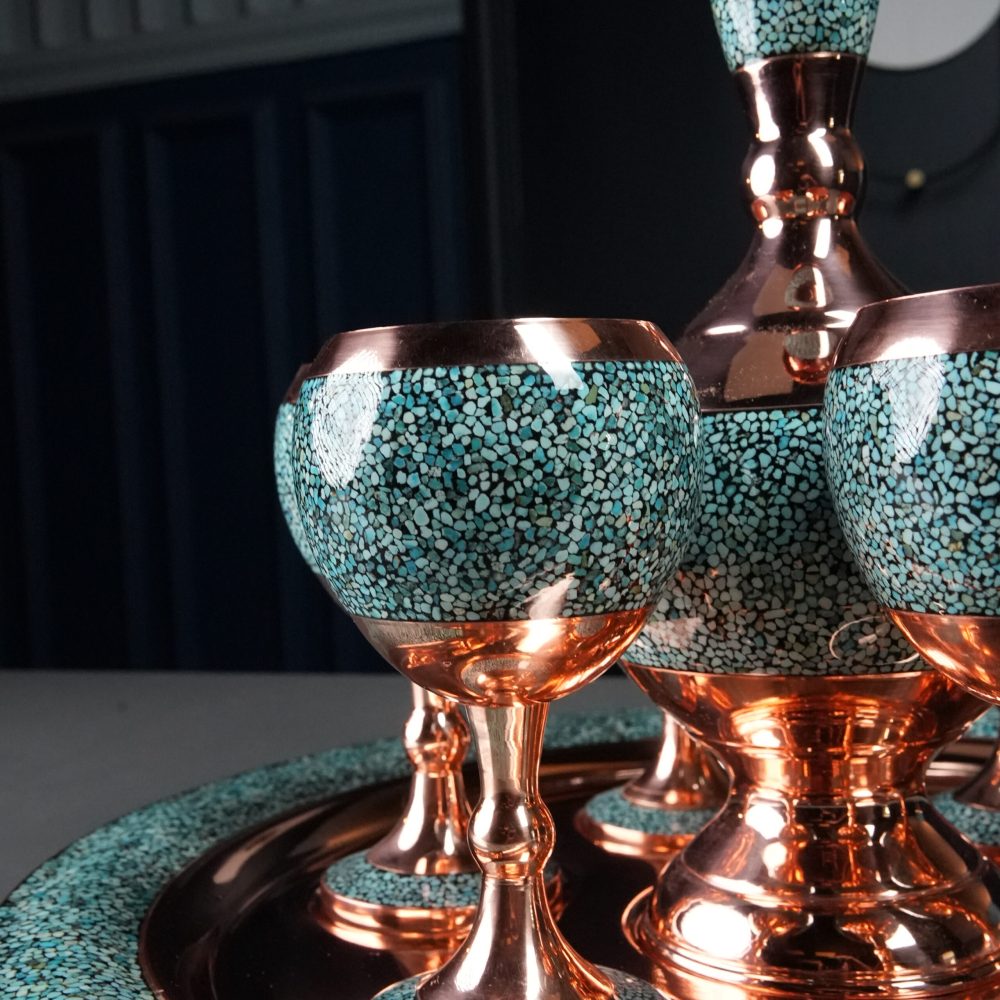 Turquoise-inlaid pitcher and glasses set - Image 5