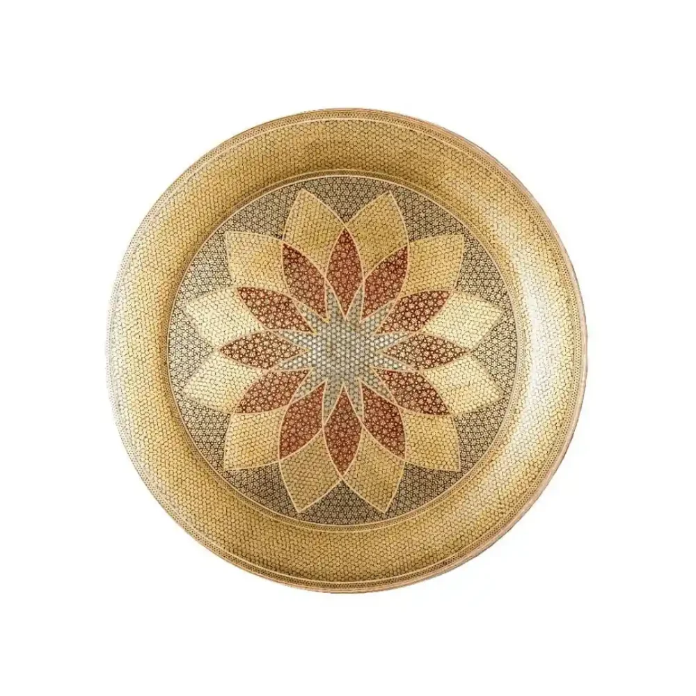 Khatam large syrup tray-Copper Inlay