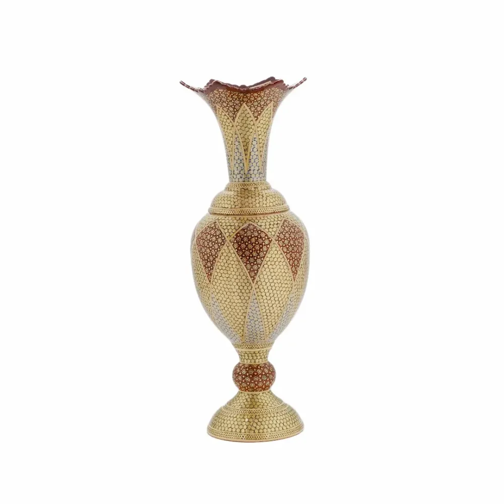 Exquisite Full Khatam Hyacinth Vase- Copper Inlay