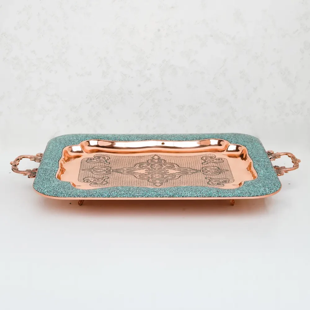 Exquisite Turquoise Inlaid Tray-Copper Turquoise