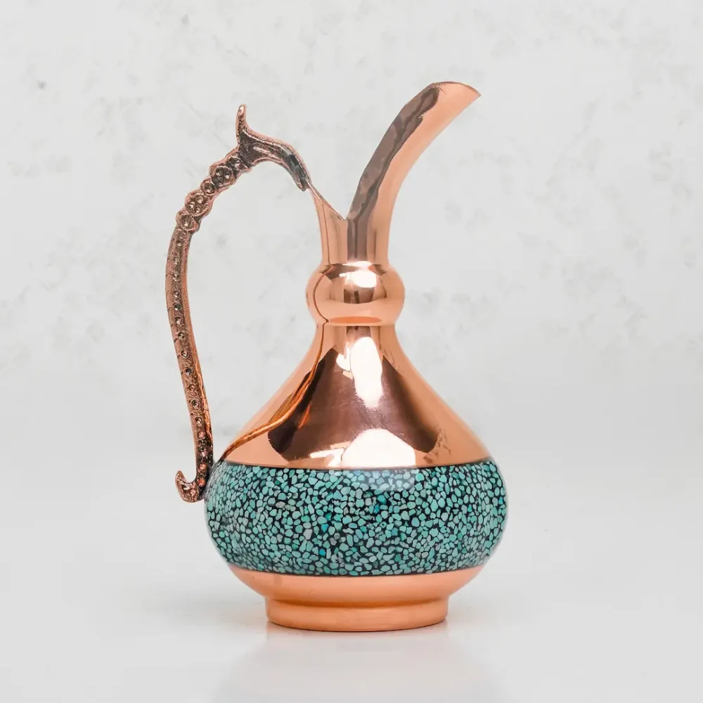 Turquoise Inlaid Pitcher-Copper Turquoise